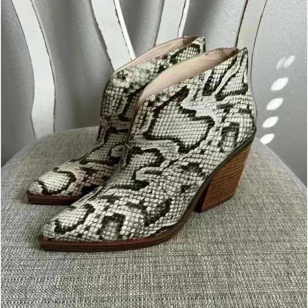 Vince Camuto Ginsel Snake Print Bootie Size 8 - image 2